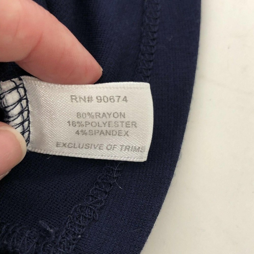 Boston Proper Red Navy Peplum Rhinestone Neck Top Shirt  |  Womens Small - Picture 7 of 9